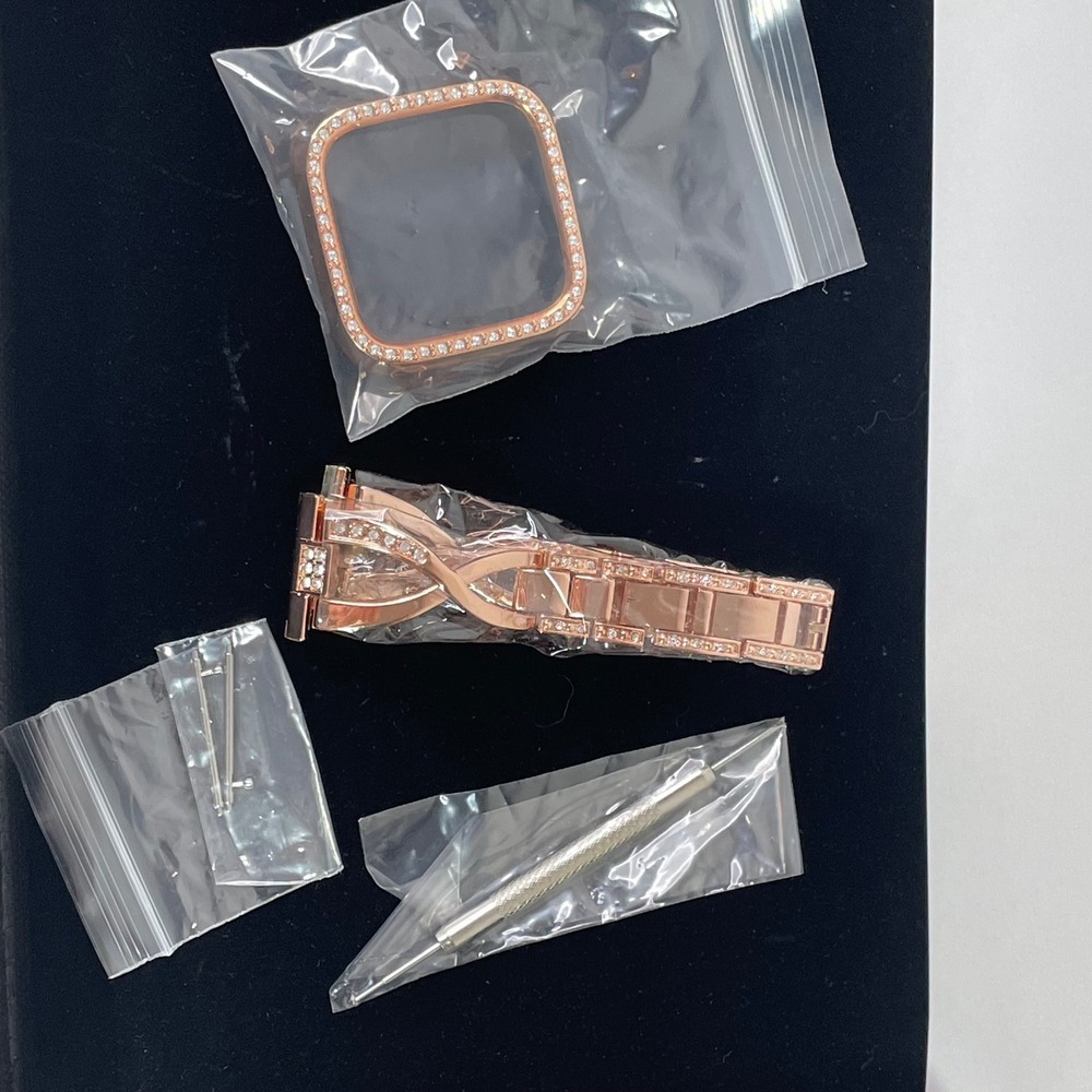 Fitbit Versa 2 Rose Gold Rhinestone Band and Case Stainless Steel